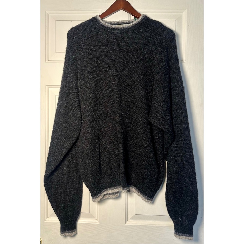 Vintage REI Mens Shetland Wool Sweater Dark‎ Grey Crew Neck Size M Outdoor